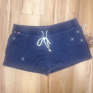 NEW‎ P.J. Salvage Women's Embroidered Distressed Pajama Shorts Navy Medium